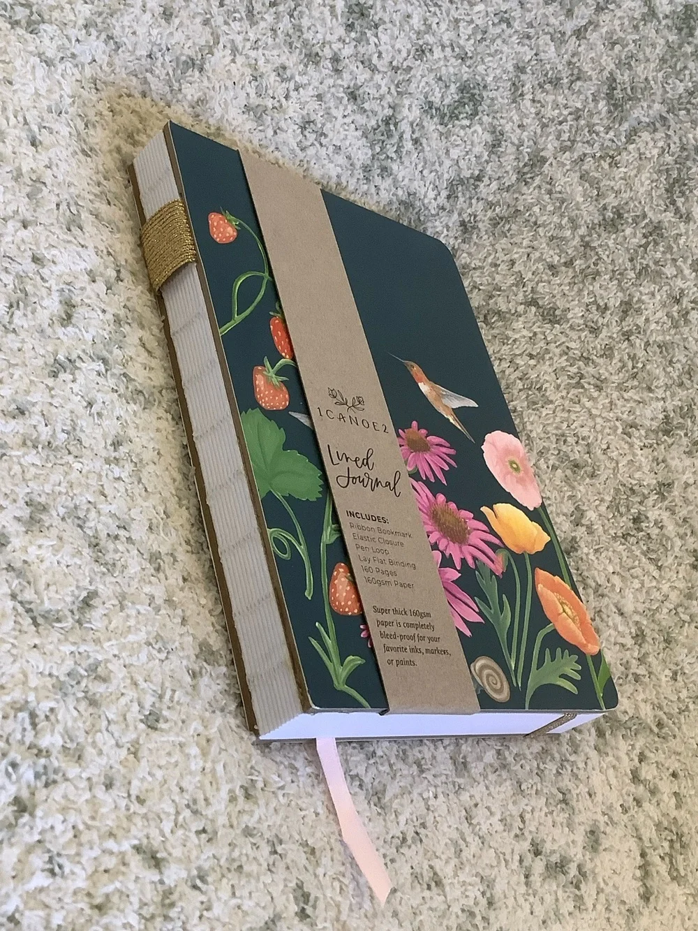 Strawberry Hummingbird Nature Travel Creative Journal Notebook NWT 160 lined pgs